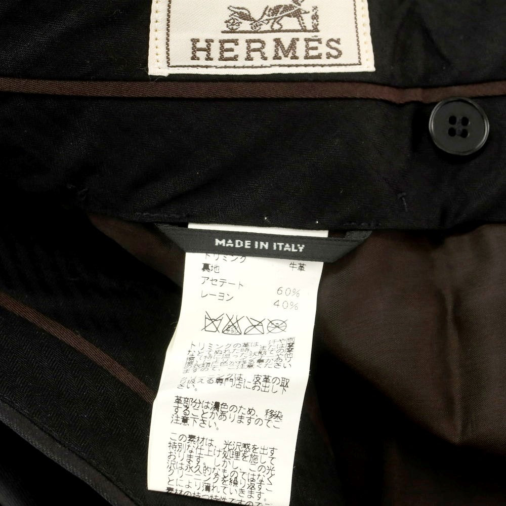 【中古】エルメス HERMES ウール ドレススラックスパンツ ブラック【 表記なし（L位） 】【 状態ランクD 】【 メンズ 】