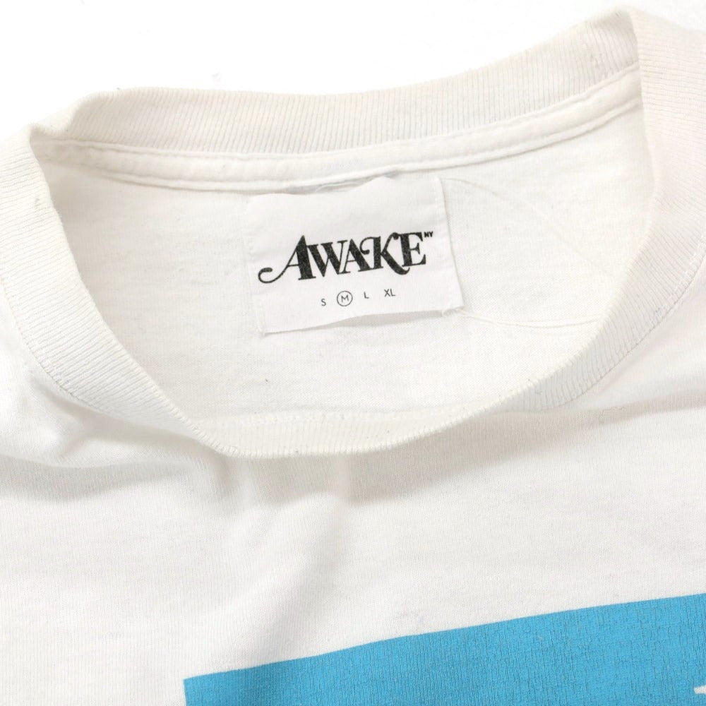 【中古】アウェイクニューヨーク Awake NY コットン クルーネック 長袖Ｔシャツ ホワイトxライトブルー【 M 】【 状態ランクC 】【 メンズ 】