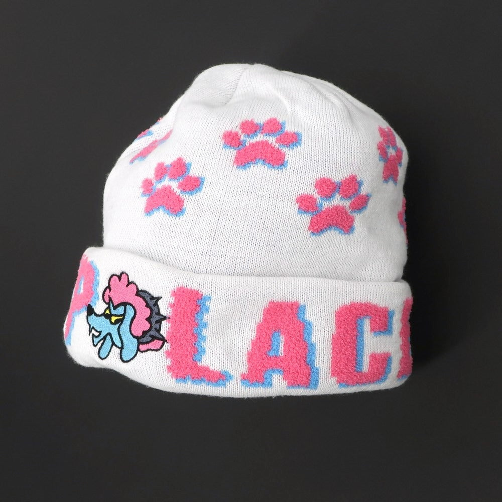 【中古】パレス スケートボード PALACE SKATEBOARDS アクリル ニットキャップ ホワイトxピンク【 状態ランクB 】【 メンズ 】