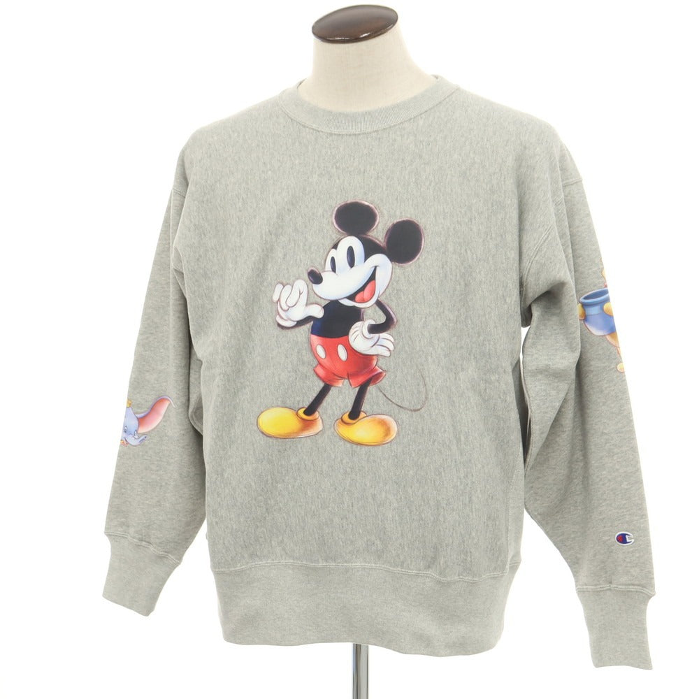 【中古】【未使用】チャンピオン Champion × Disney × BEAMS コットン クルーネック スウェット グレー【サイズL】【GRY】【S/S/A/W】【状態ランクS】【メンズ】