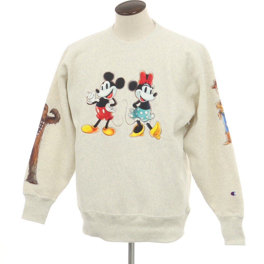 【中古】【未使用】チャンピオン Champion × Disney × BEAMS コットンポリエステル クルーネック スウェット オートミール【サイズL】【BEI】【S/S/A/W】【状態ランクS】【メンズ】