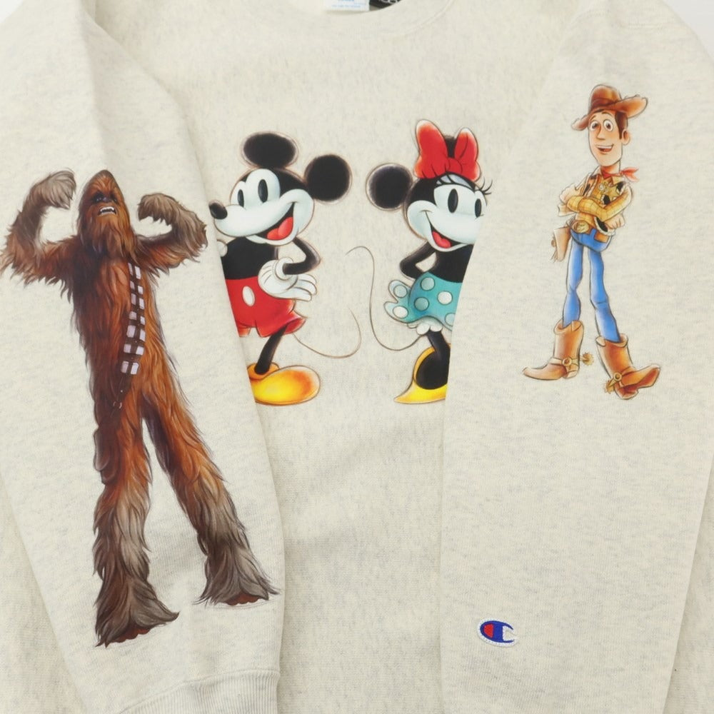 【中古】【未使用】チャンピオン Champion × Disney × BEAMS コットンポリエステル クルーネック スウェット オートミール【サイズL】【BEI】【S/S/A/W】【状態ランクS】【メンズ】