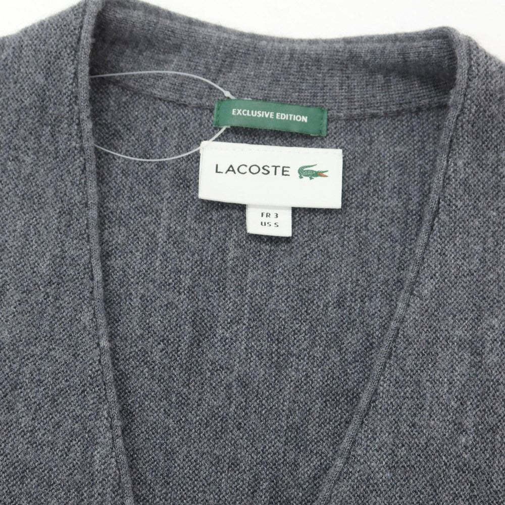 【中古】ラコステ LACOSTE ウール カーディガン グレー【サイズ3】【GRY】【A/W】【状態ランクC】【メンズ】