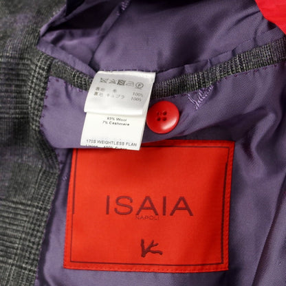 【中古】イザイア ISAIA ウールカシミヤ グレンチェック 2つボタンスーツ グレーxパープル【 46 8R 】【 状態ランクC 】【 メンズ 】