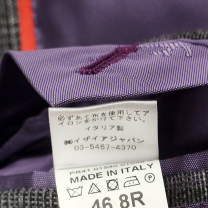 【中古】イザイア ISAIA ウールカシミヤ グレンチェック 2つボタンスーツ グレーxパープル【 46 8R 】【 状態ランクC 】【 メンズ 】