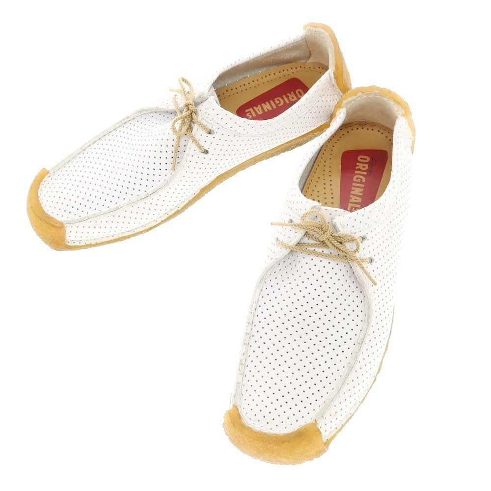 【中古】クラークス Clarks ナタリー パンチングレザー モカシンシューズ ホワイト【 UK7 G 】【 状態ランクB 】【 メンズ 】