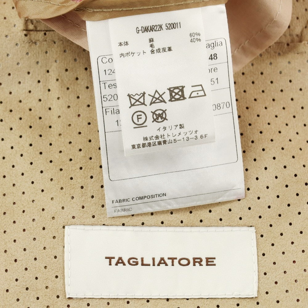 【中古】タリアトーレ TAGLIATORE リネンウール チェック テーラードジャケット ピンク【 48 】【 状態ランクA 】【 メンズ 】