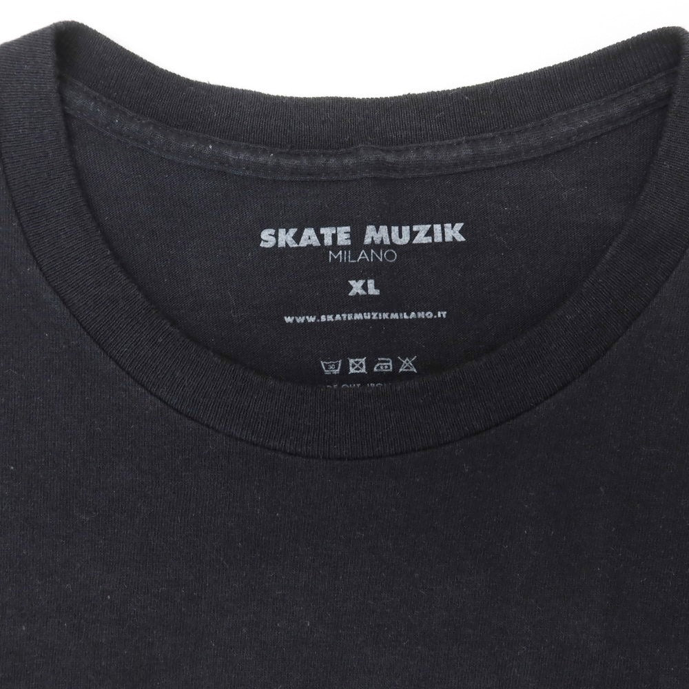 【中古】スケートミュージック SKATE MUZIK コットン クルーネック 半袖Ｔシャツ ブラック【 XL 】【 状態ランクB 】【 メンズ 】