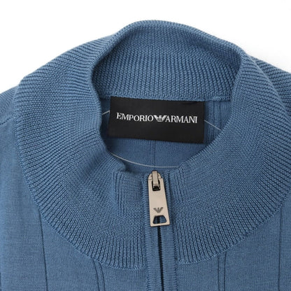 【中古】エンポリオ アルマーニ EMPORIO ARMANI ハイゲージ ウール ダブルジップ カーディガン ライトダスティブルー【 M 】【 状態ランクB 】【 メンズ 】