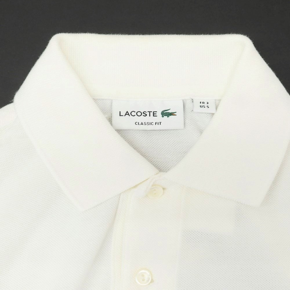 【中古】ラコステ LACOSTE コットン 鹿の子 長袖ポロシャツ ホワイト【 3 】【 状態ランクC 】【 メンズ 】