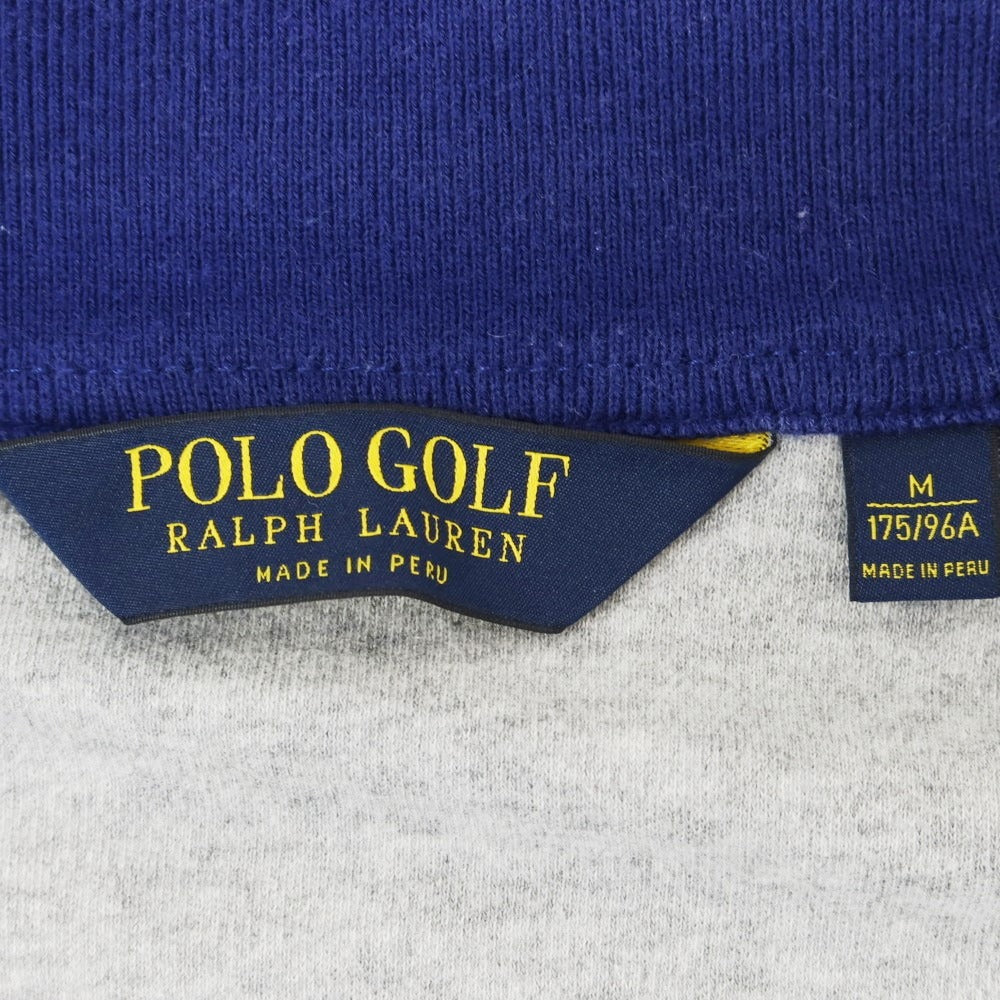 【中古】ポロゴルフ POLO GOLF コットン ハーフジップ スタンドカラー 長袖Ｔシャツ ライトグレー【 M 】【 状態ランクB 】【 メンズ 】