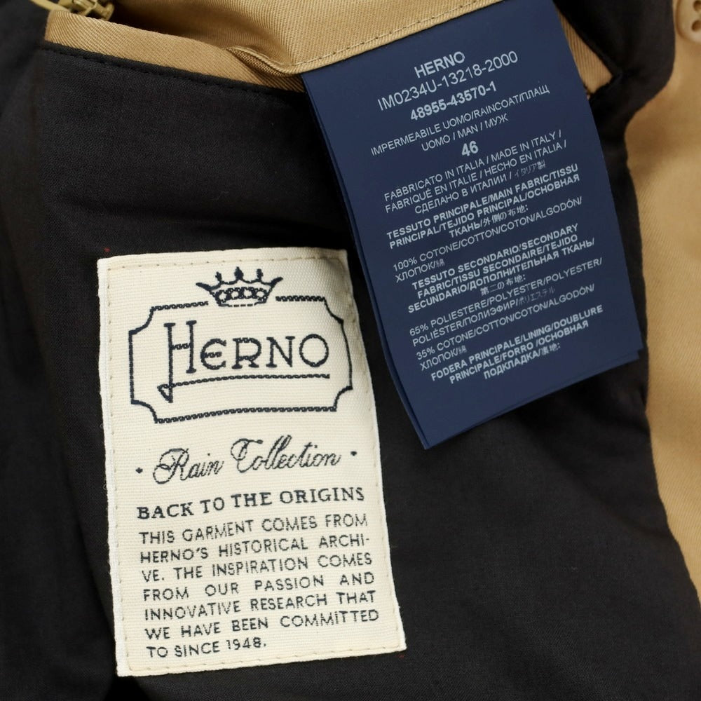 【中古】【未使用】ヘルノ Herno Rain Collection コットン トレンチコート ベージュ【 46 】【 状態ランクS 】【 メンズ 】