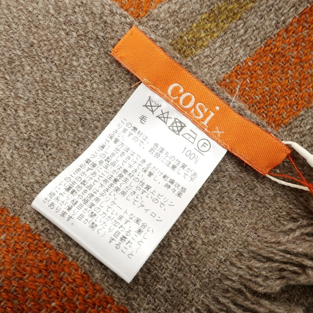 【中古】【未使用】コジ COSI BEAMS F別注 ウール ストール アッシュブラウンxオレンジ【 状態ランクS 】【 メンズ 】