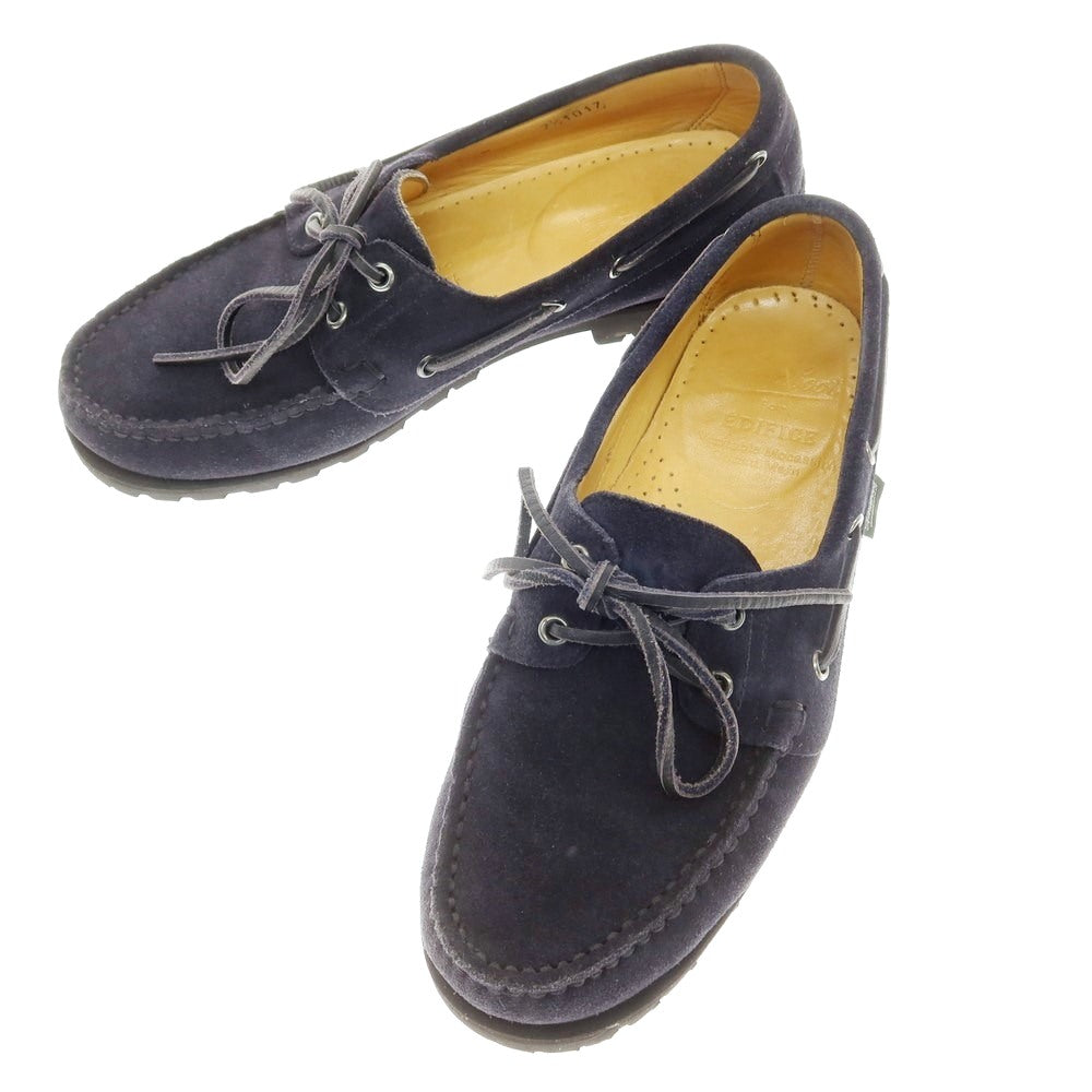 【中古】パラブーツ Paraboot EDIFICE別注 MALO スエード デッキシューズ ネイビー【 7 1/2 】【 状態ランクB 】【 メンズ 】