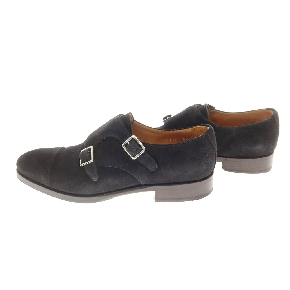 【中古】メルミン MEERMIN スエード ダブルモンク ドレスシューズ ブラック【 6 1/2 】【 状態ランクB 】【 メンズ 】