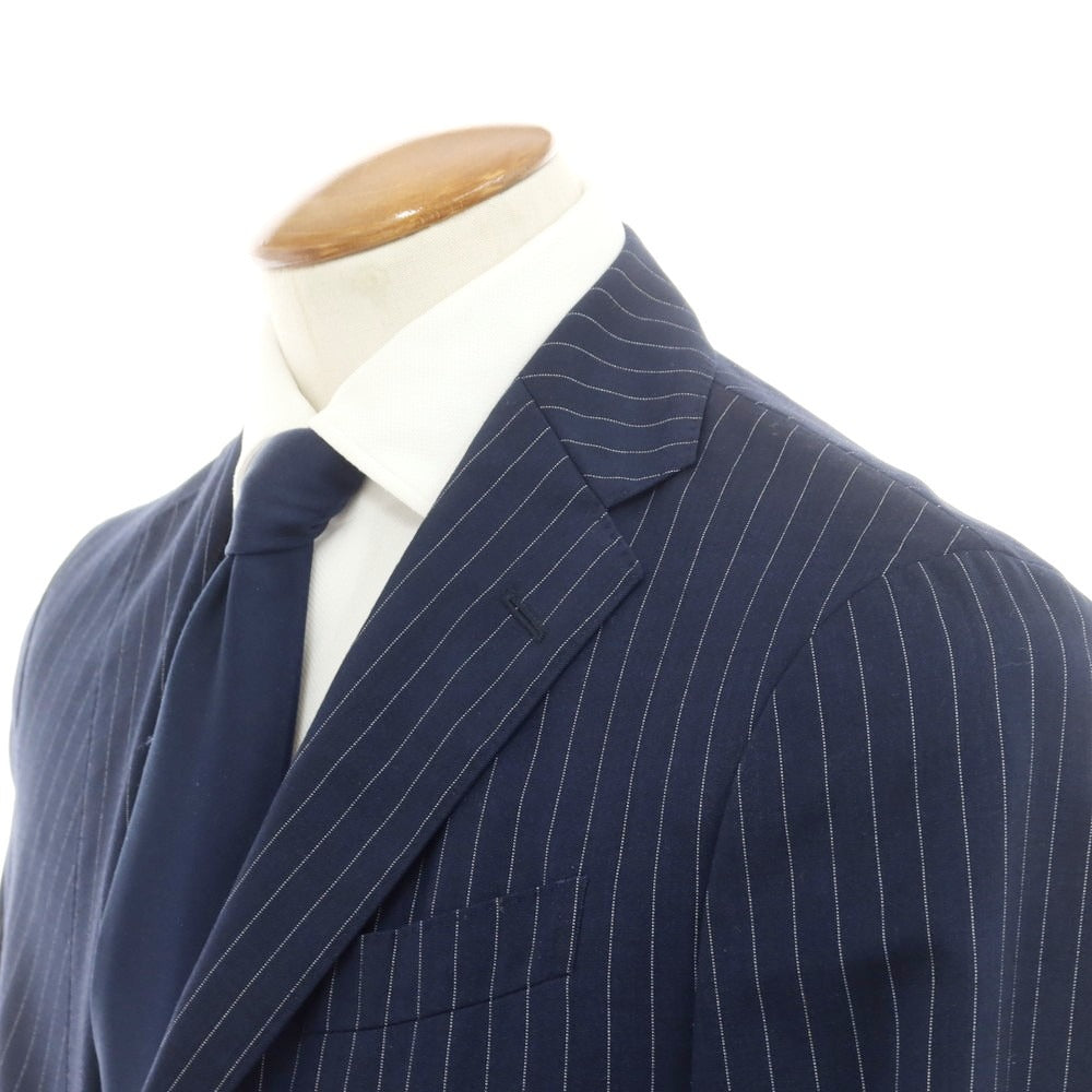 【中古】ラルディーニ LARDINI easywear ウールナイロン ストライプ 3つボタンスーツ ネイビーxホワイト【 46 】【 状態ランクB 】【 メンズ 】