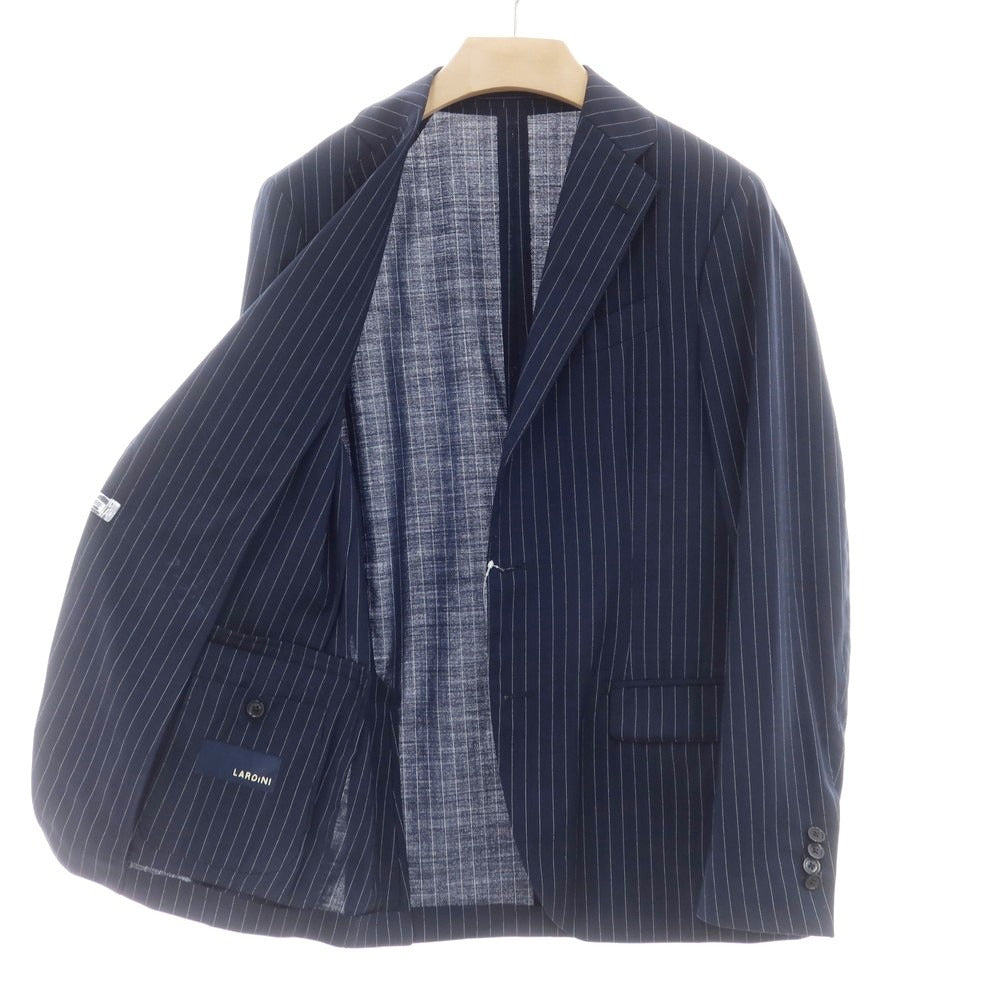 【中古】ラルディーニ LARDINI easywear ウールナイロン ストライプ 3つボタンスーツ ネイビーxホワイト【 46 】【 状態ランクB 】【 メンズ 】