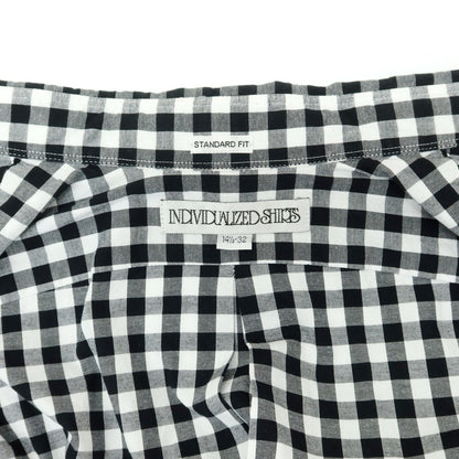 【中古】インディビジュアライズドシャツ INDIVIDUALIZED SHIRTS コットン ギンガムチェック ボタンダウン シャツ ホワイトxブラック【 14 1/2-32 】【 状態ランクC 】【 メンズ 】