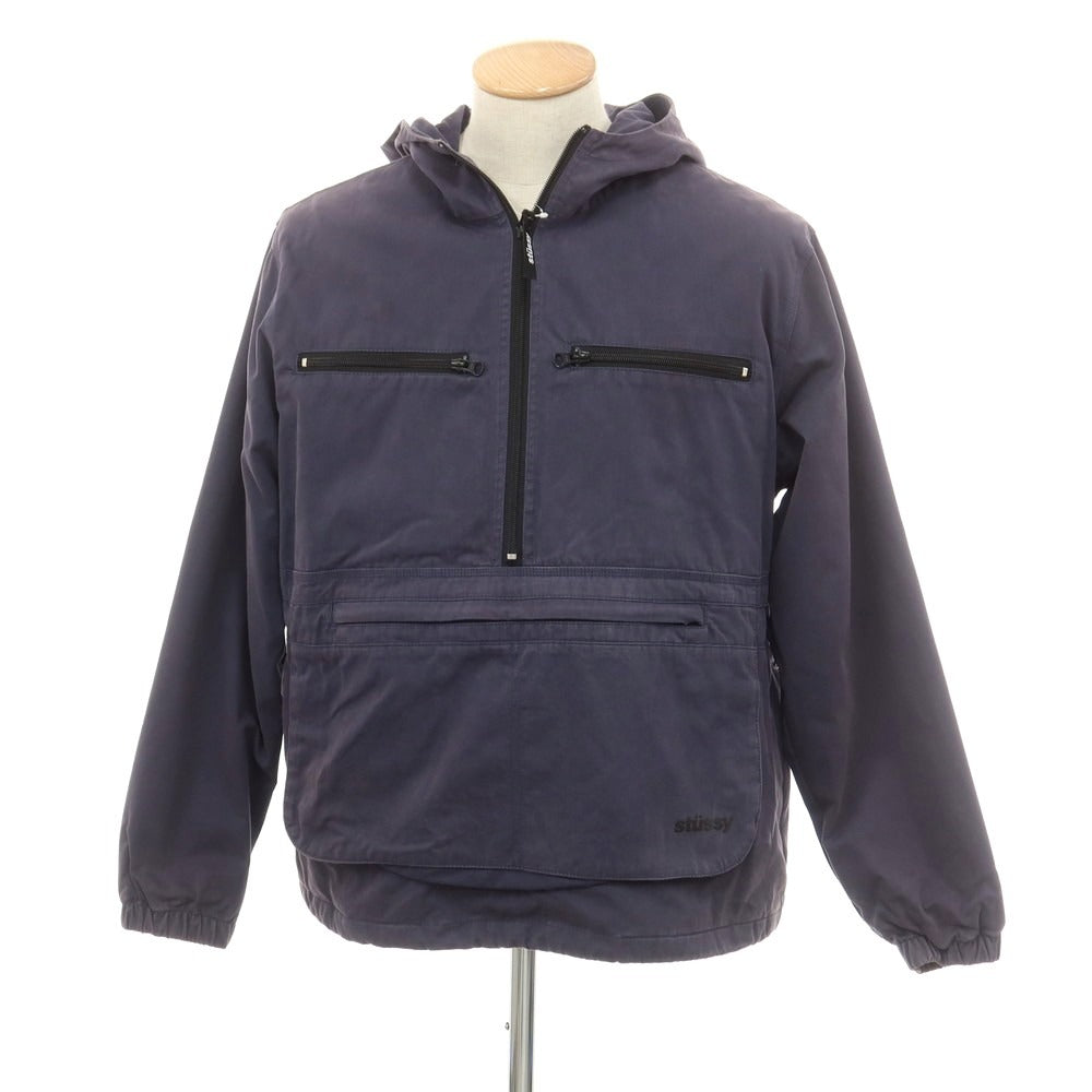 【中古】ステューシー STUSSY コットンナイロン アノラックパーカー グレイッシュネイビー【 S 】【 状態ランクD 】【 メンズ 】