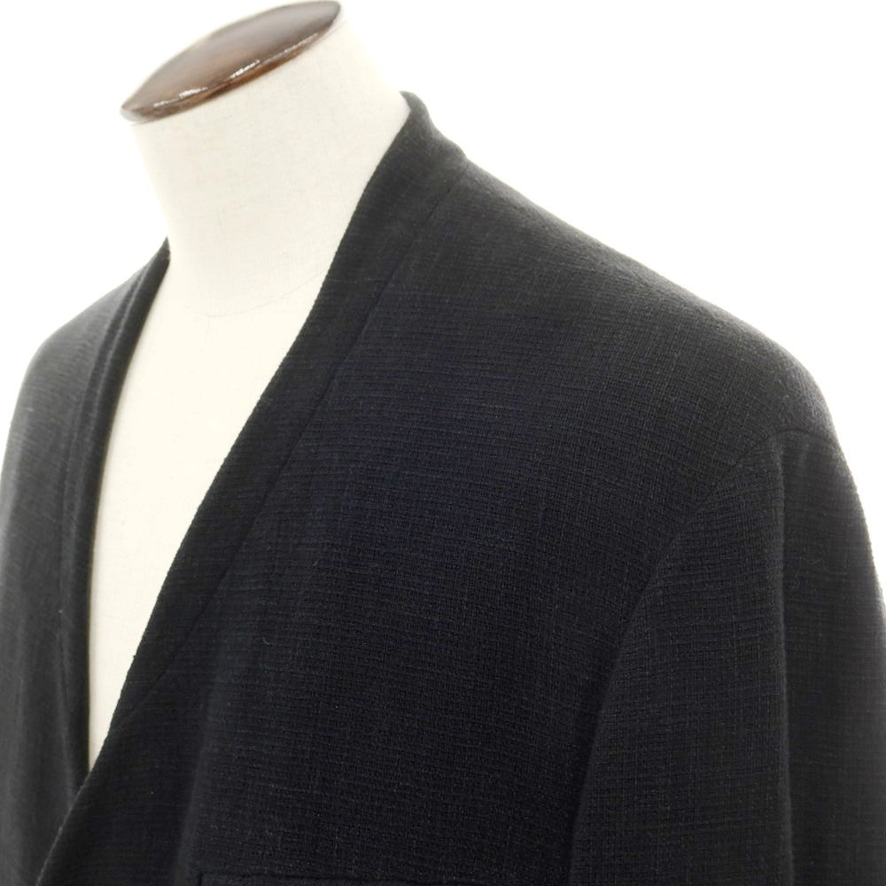 【中古】ジョルジオアルマーニ GIORGIO ARMANI ウールリネンニット ノーカラージャケット ブラック【 52 】【 状態ランクB 】【 メンズ 】