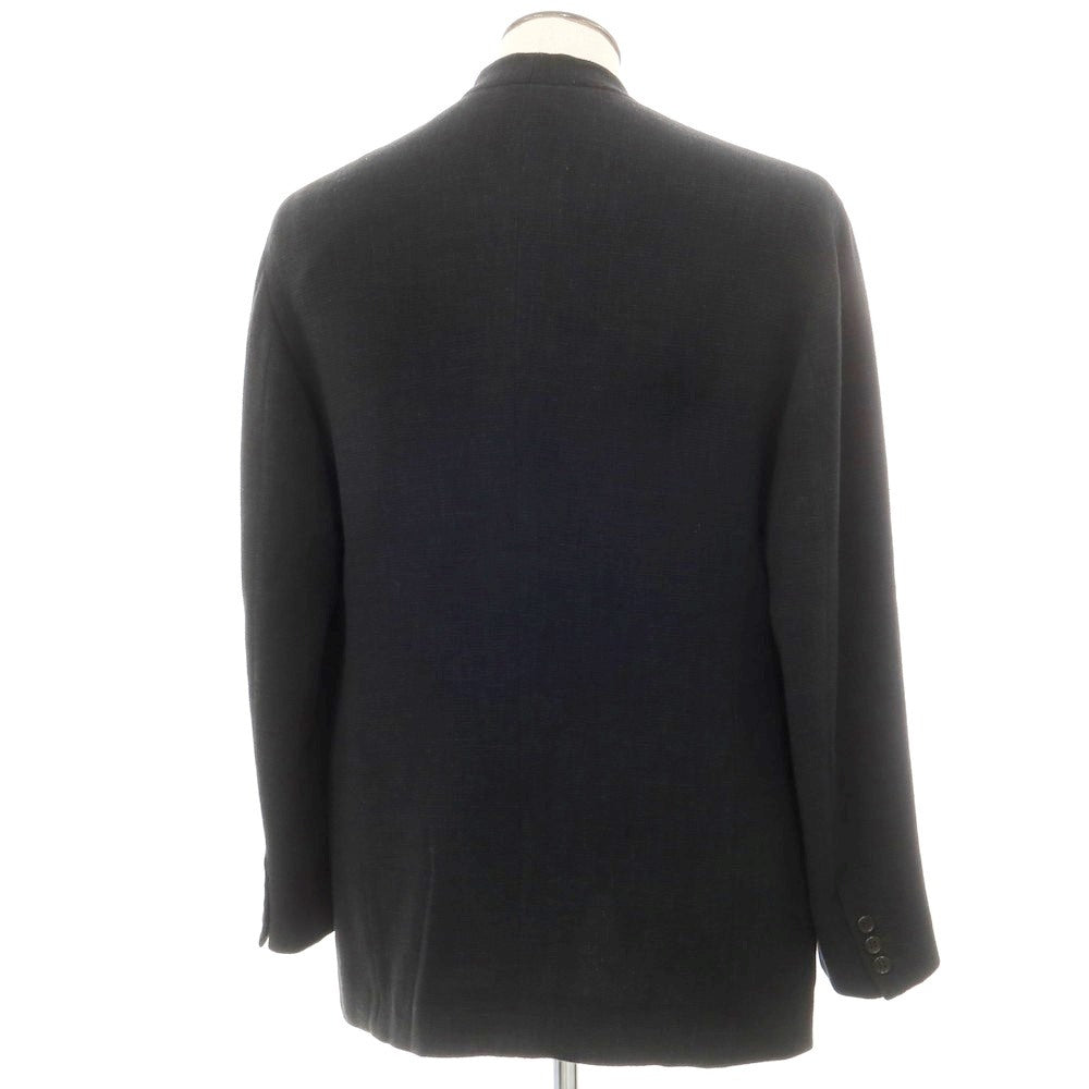 【中古】ジョルジオアルマーニ GIORGIO ARMANI ウールリネンニット ノーカラージャケット ブラック【 52 】【 状態ランクB 】【 メンズ 】