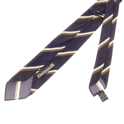 【中古】タイユアタイ TIE YOUR TIE セッテピエゲ コットンシルク ストライプ柄ネクタイ ダークネイビーxホワイト【 状態ランクC 】【 メンズ 】