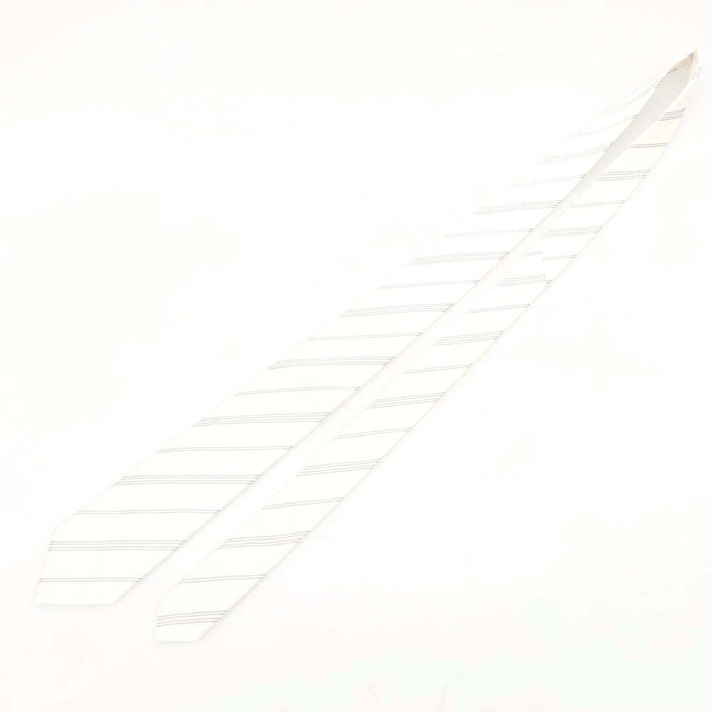 【中古】フマガッリ Fumagalli シルク ストライプ柄ネクタイ アイボリーxグレー【 状態ランクB 】【 メンズ 】 [DPD]
