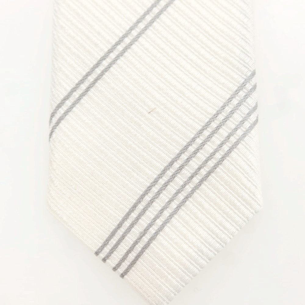 【中古】フマガッリ Fumagalli シルク ストライプ柄ネクタイ アイボリーxグレー【 状態ランクB 】【 メンズ 】 [DPD]