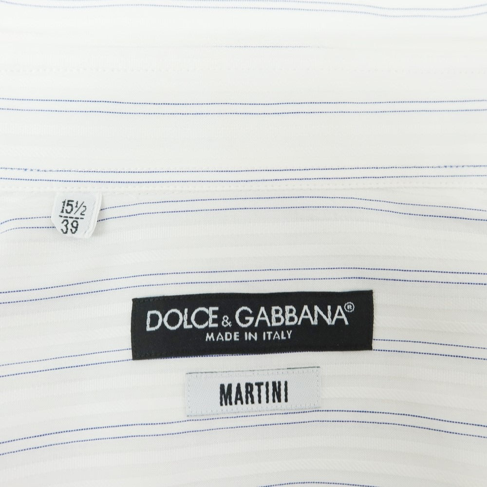 【中古】ドルチェアンドガッバーナ DOLCE&amp;GABBANA コットン ストライプ ドレスシャツ ホワイトxブルー【 39 】【 状態ランクC 】【 メンズ 】