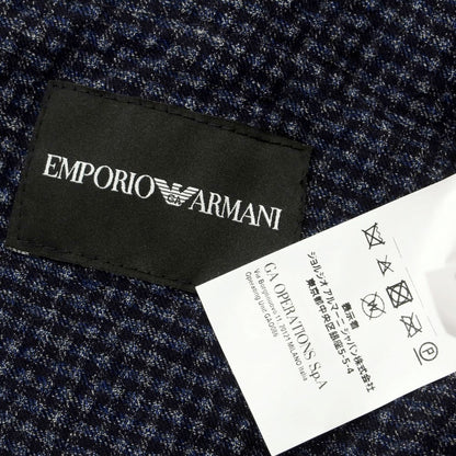 【中古】エンポリオ アルマーニ EMPORIO ARMANI ストレッチウール チェック テーラードジャケット ネイビーxブラック【 46 】【 状態ランクB 】【 メンズ 】