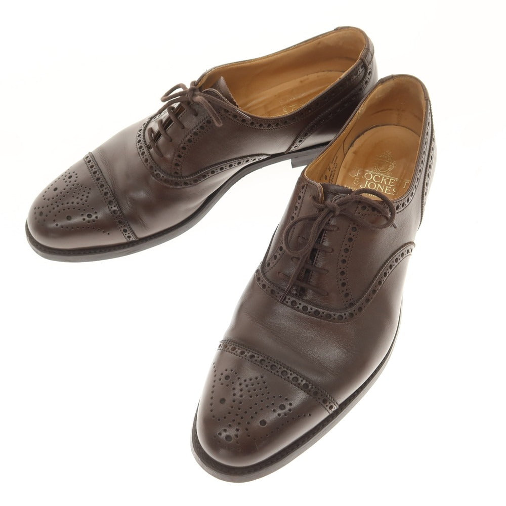 【中古】クロケットアンドジョーンズ CROCKETT&amp;JONES YFOVIL セミブローグ ドレスシューズ ダークブラウン【 8E 】【 状態ランクB 】【 メンズ 】