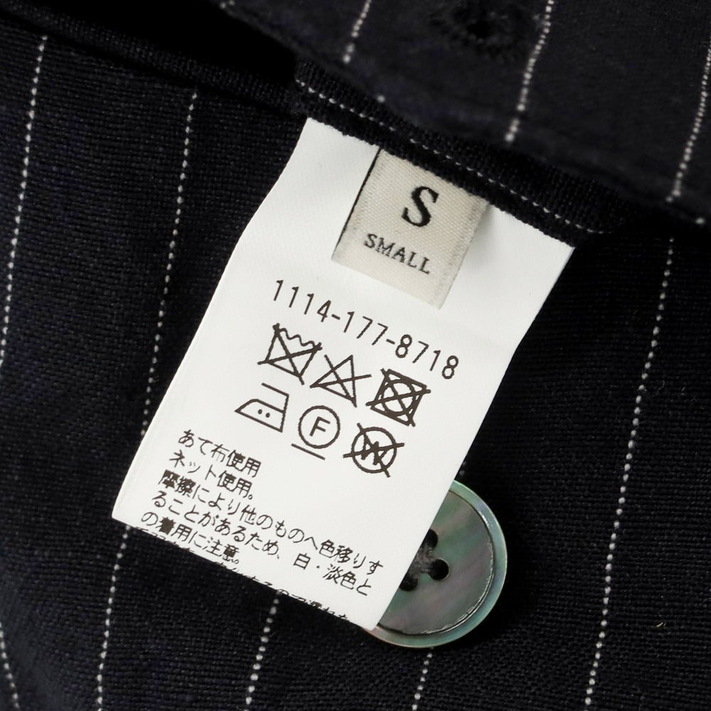 【中古】ユナイテッドアローズ UNITED ARROWS ウールリネン ピンストライプ カジュアルスラックスパンツ ダークネイビー【 S 】【 状態ランクB 】【 メンズ 】