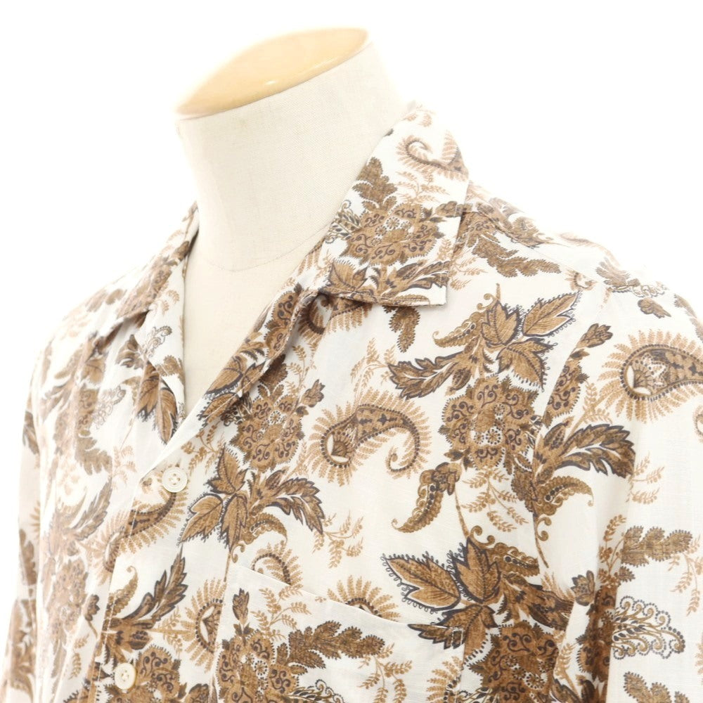 [Used] Finamore Cotton Open Collar Casual Shirt White x Brown [XS] [Condition Rank B] [Men&