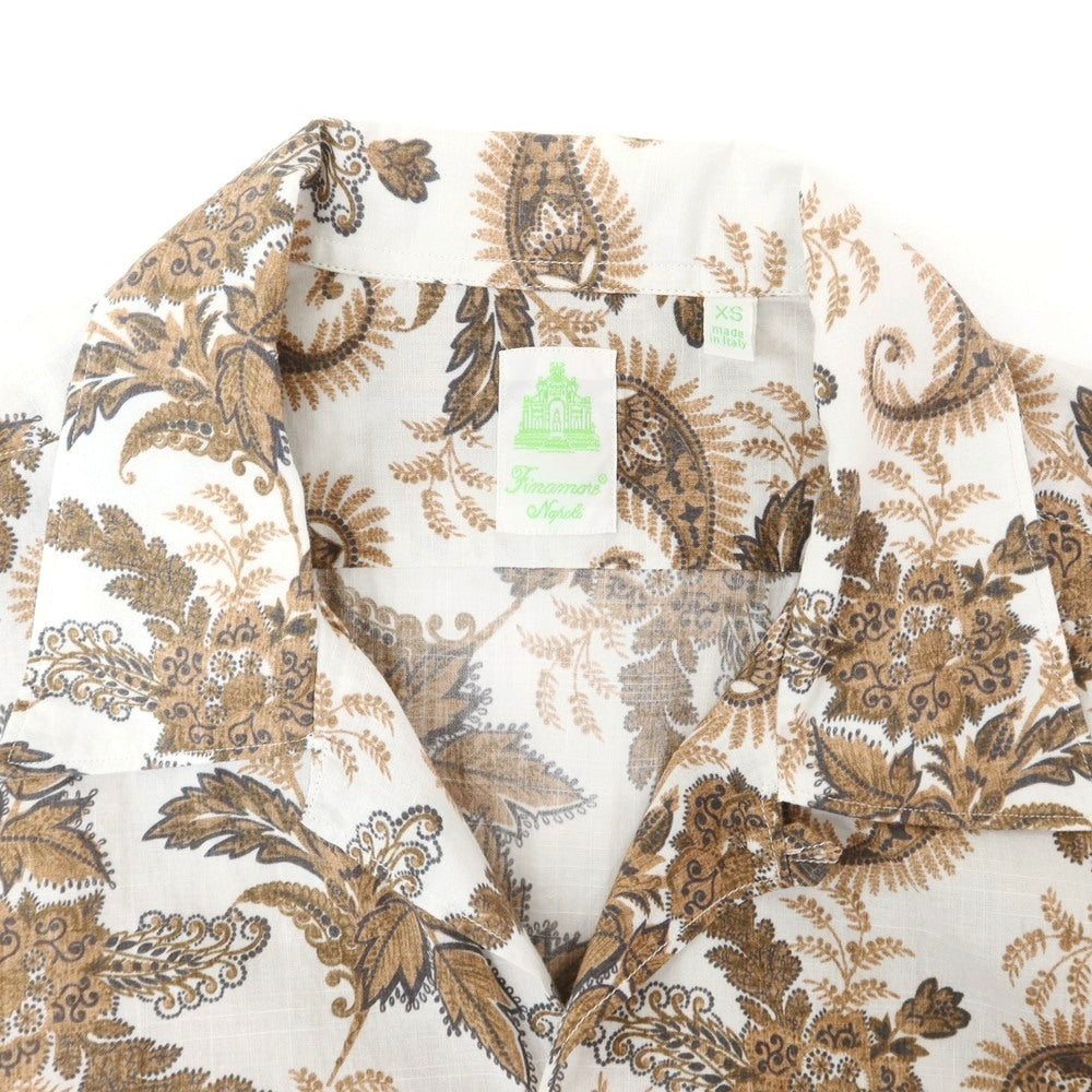 [Used] Finamore Cotton Open Collar Casual Shirt White x Brown [XS] [Condition Rank B] [Men&