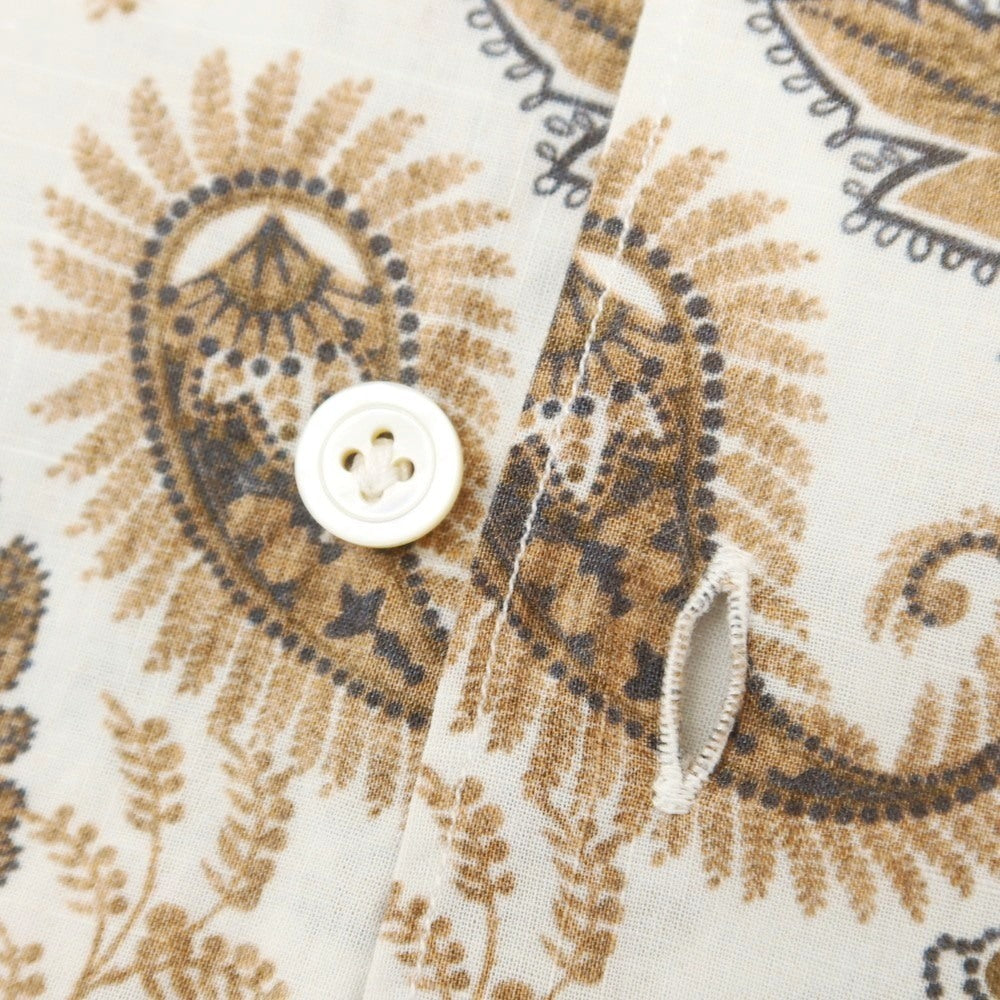 [Used] Finamore Cotton Open Collar Casual Shirt White x Brown [XS] [Condition Rank B] [Men&