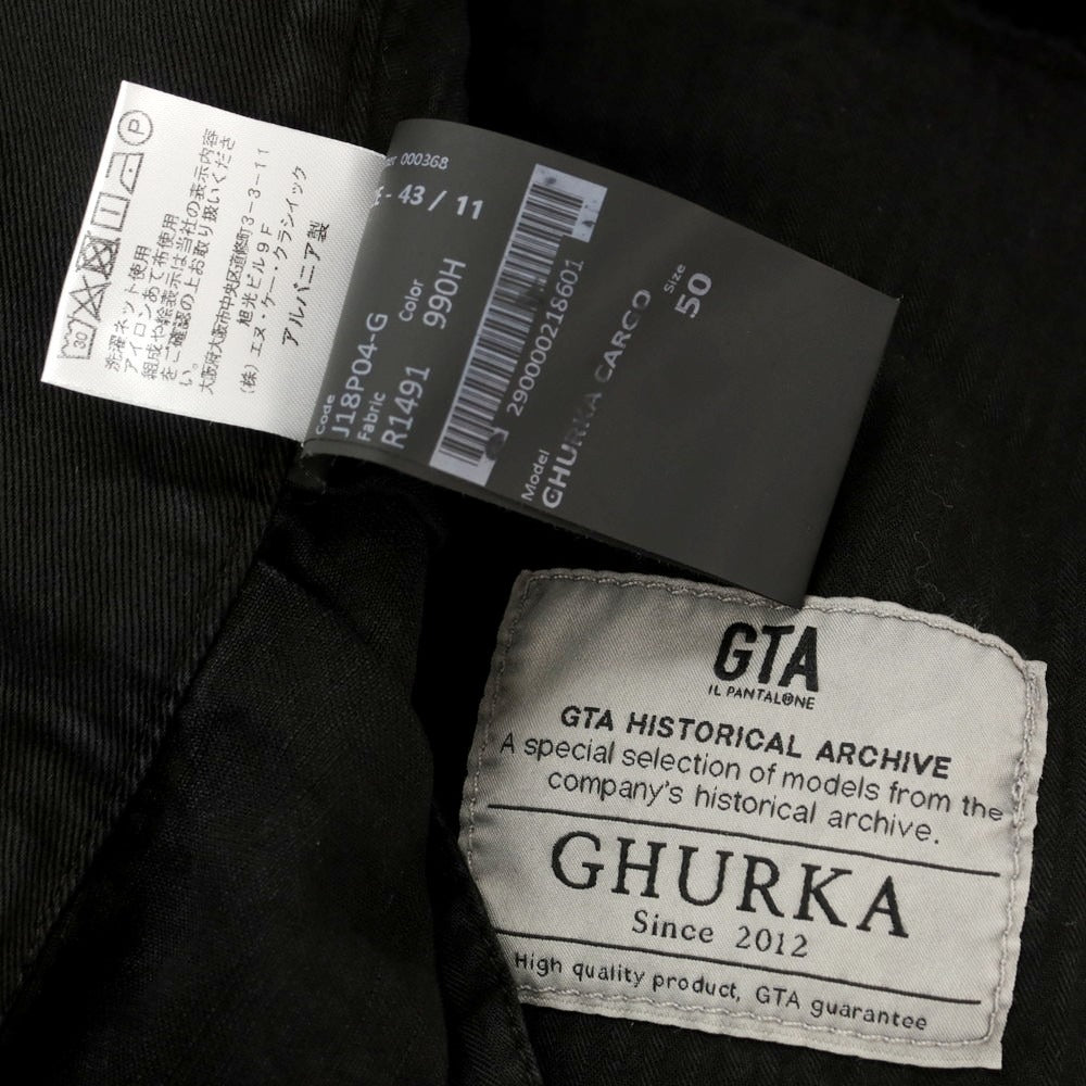 【中古】【未使用】ジーティーアー G.T.A GHURKA CARGO コットンリネン カジュアルスラックスパンツ ブラック【 50 】【 状態ランクS 】【 メンズ 】