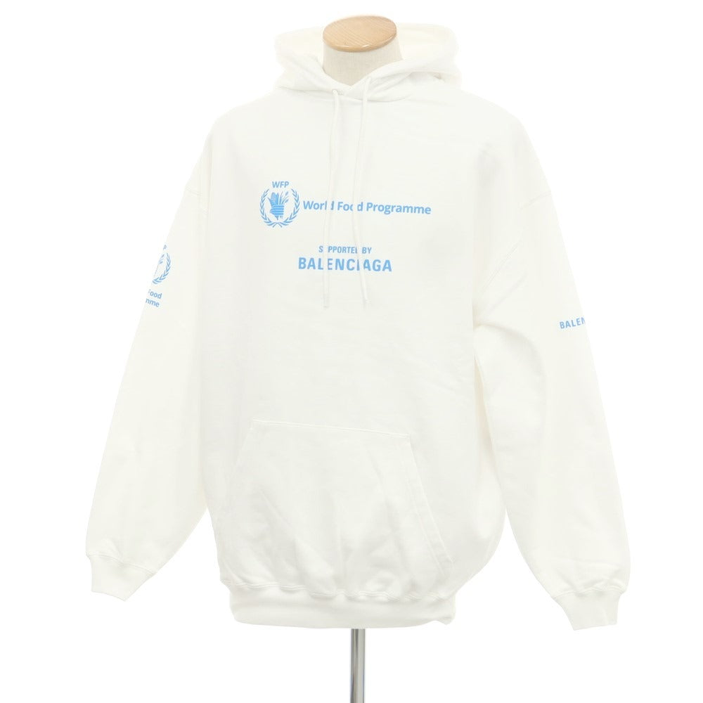 【中古】バレンシアガ BALENCIAGA × THE WORLD FOOD PROGRAMME コットン プルオーバー パーカー ホワイト【 S 】【 状態ランクA 】【 メンズ 】