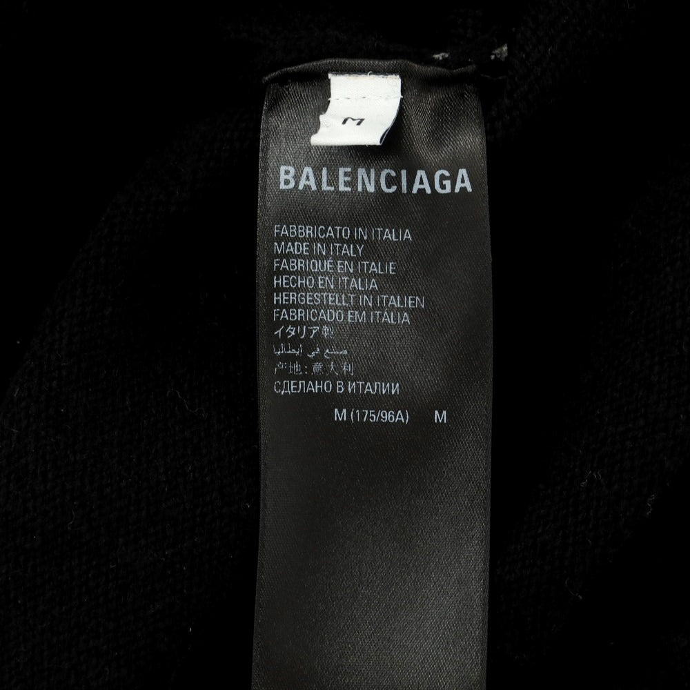 【中古】バレンシアガ BALENCIAGA カシミヤウール クルーネック プルオーバーニット ブラックxホワイト【 M 】【 状態ランクA 】【 メンズ 】