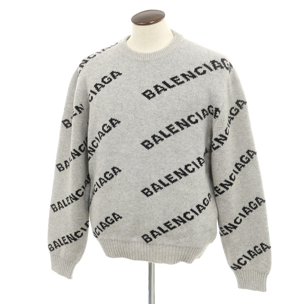 【中古】バレンシアガ BALENCIAGA キャメルウール クルーネック プルオーバーニット グレーxブラック【 XXL 】【 状態ランクA 】【 メンズ 】