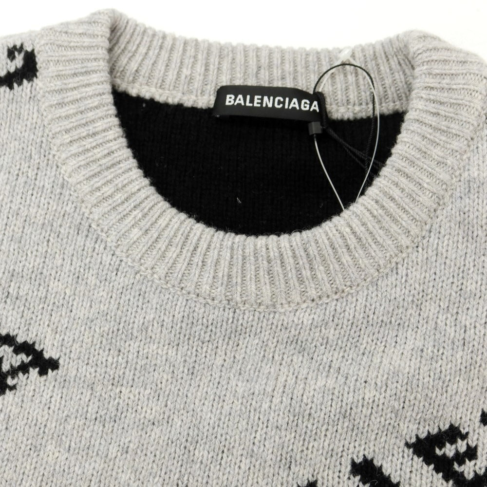 【中古】バレンシアガ BALENCIAGA キャメルウール クルーネック プルオーバーニット グレーxブラック【 XXL 】【 状態ランクA 】【 メンズ 】