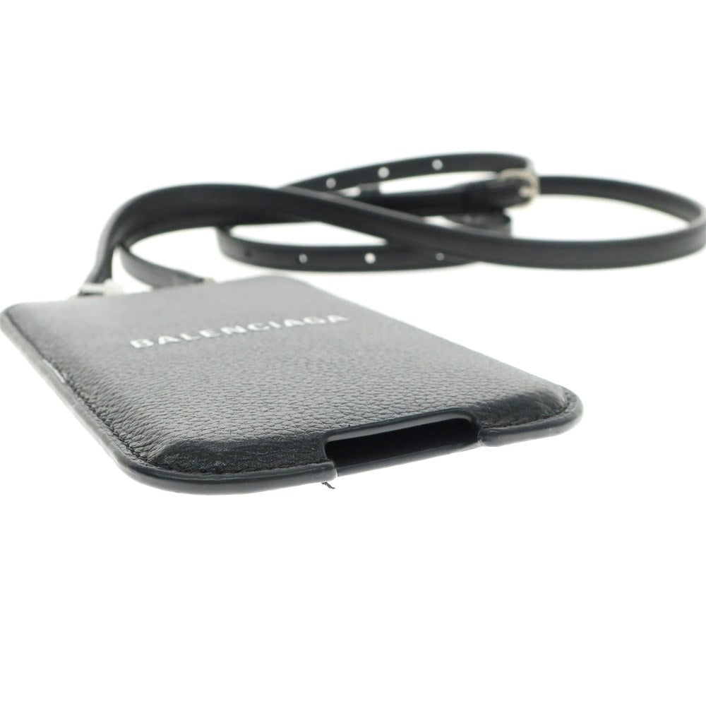 【中古】バレンシアガ BALENCIAGA ストラップ付 レザー スマホホルダー ブラック【 状態ランクA 】【 メンズ 】