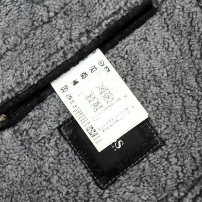 【中古】ヒューゴボス HUGO BOSS シープレザー ムートン ジップアップ レザーブルゾン ダークグレー【 58 】【 状態ランクC 】【 メンズ 】