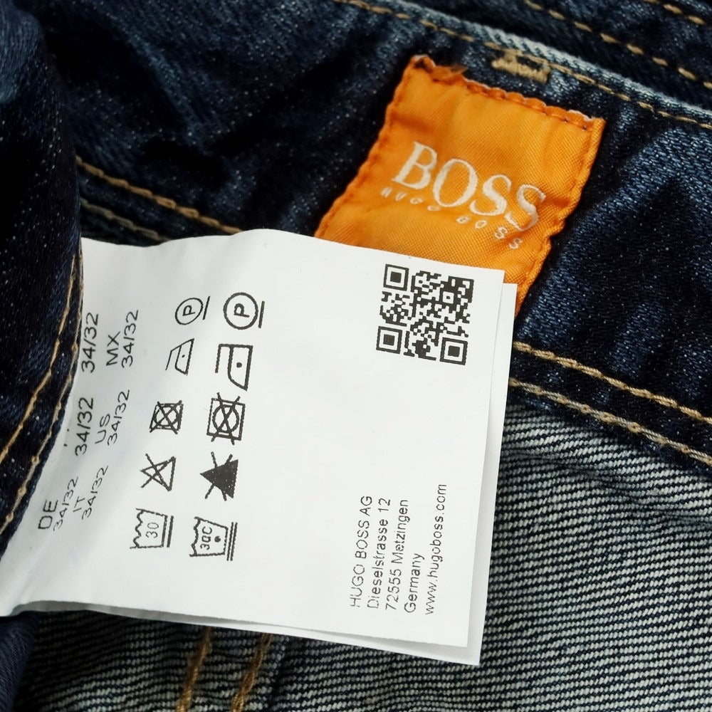 【中古】ボスオレンジ ヒューゴボス BOSS Orange HUGO BOSS コットン クラッシュ加工 ジーンズ デニムパンツ ネイビー【 34 】【 状態ランクB 】【 メンズ 】