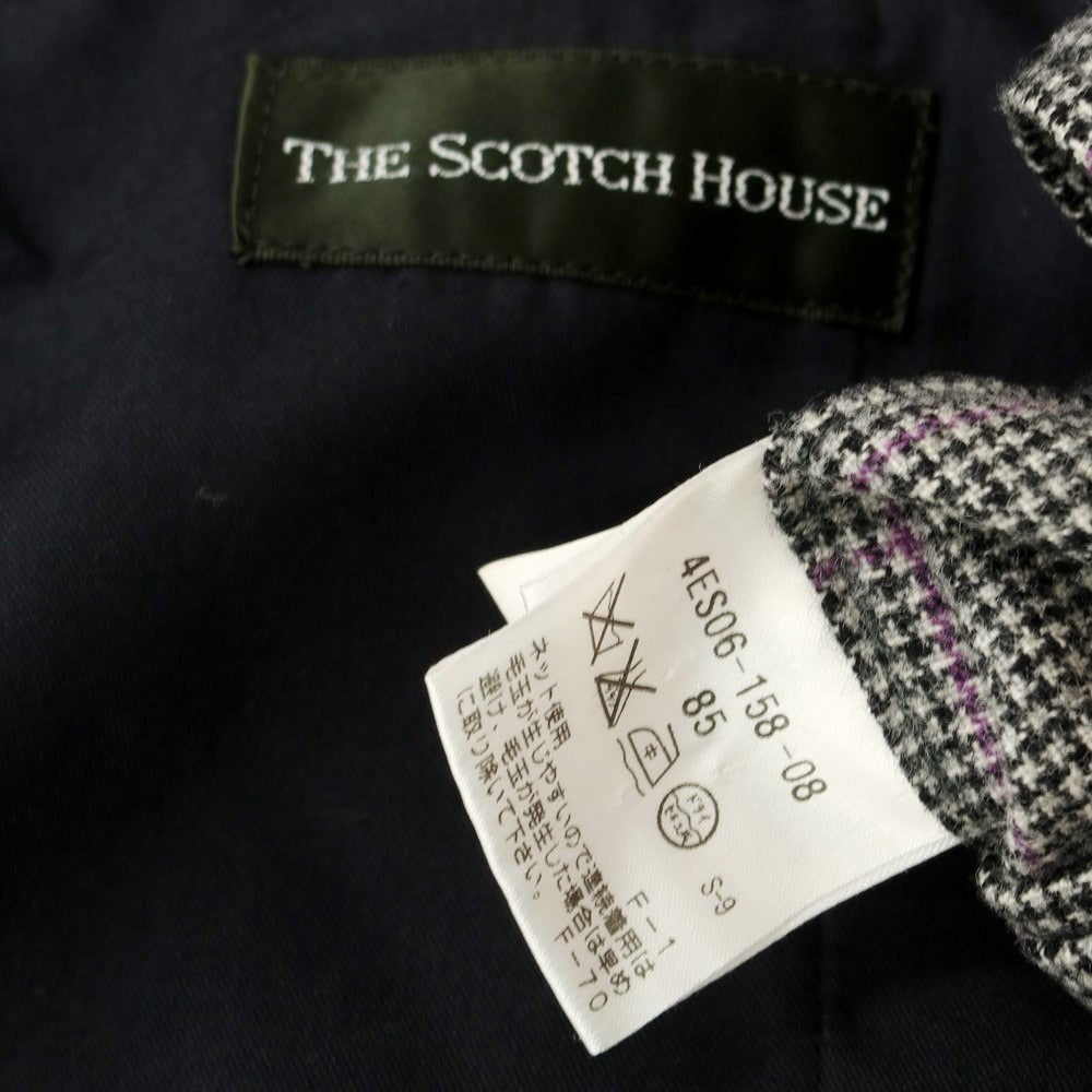 【中古】スコッチハウス SCOTCH HOUSE ウールカシミヤ チェック ドレススラックスパンツ ブラックxホワイト【 85 】【 状態ランクB 】【 メンズ 】