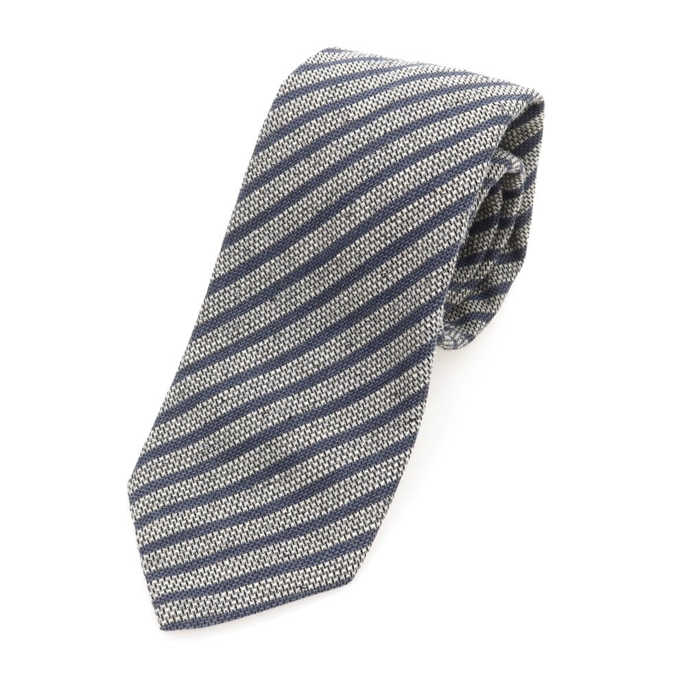 【中古】タイユアタイ TIE YOUR TIE シルクウールナイロン ストライプ柄ネクタイ グレー系xグレー【 状態ランクB 】【 メンズ 】