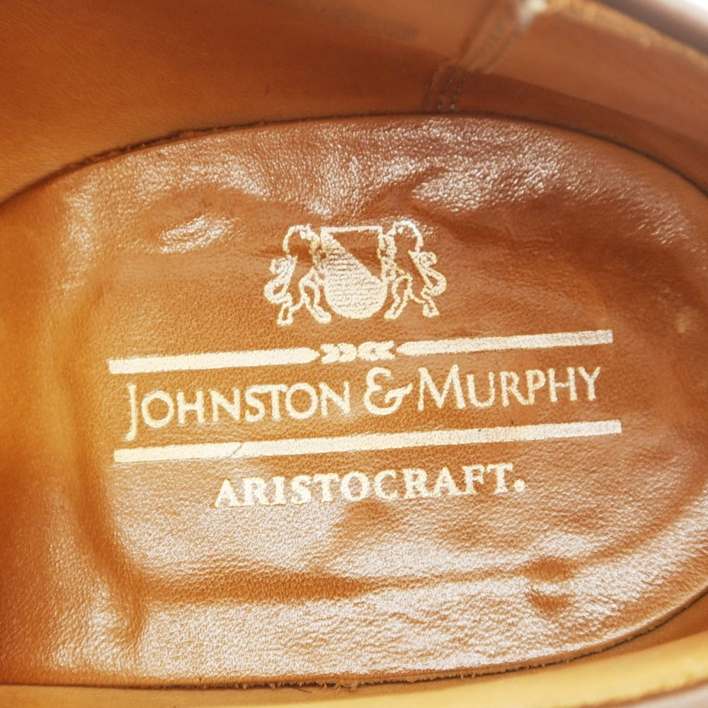 【中古】ジョンストン＆マーフィー Johnston &amp; Murphy 型押しレザー ウイングチップ ドレスシューズ ブラウン【 8 1/2 】【 状態ランクB 】【 メンズ 】