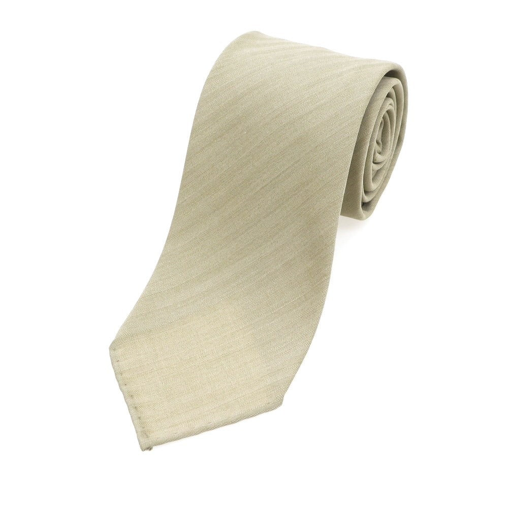 【新品】アーディーアンドシー AD&C 1956 ヘリンボーン織 ウールシルク 無地ネクタイ カーキベージュ【 状態ランクN 】【 メンズ 】