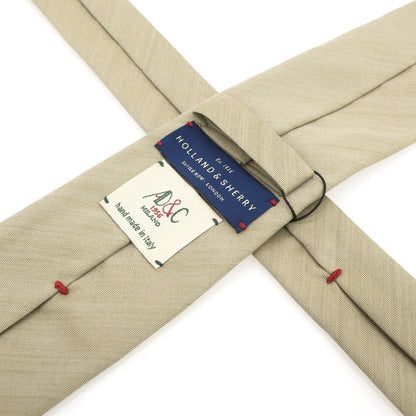 [New] AD&amp;amp;C 1956 Herringbone Wool Silk Plain Tie Khaki Beige [Condition Rank N] [Men&