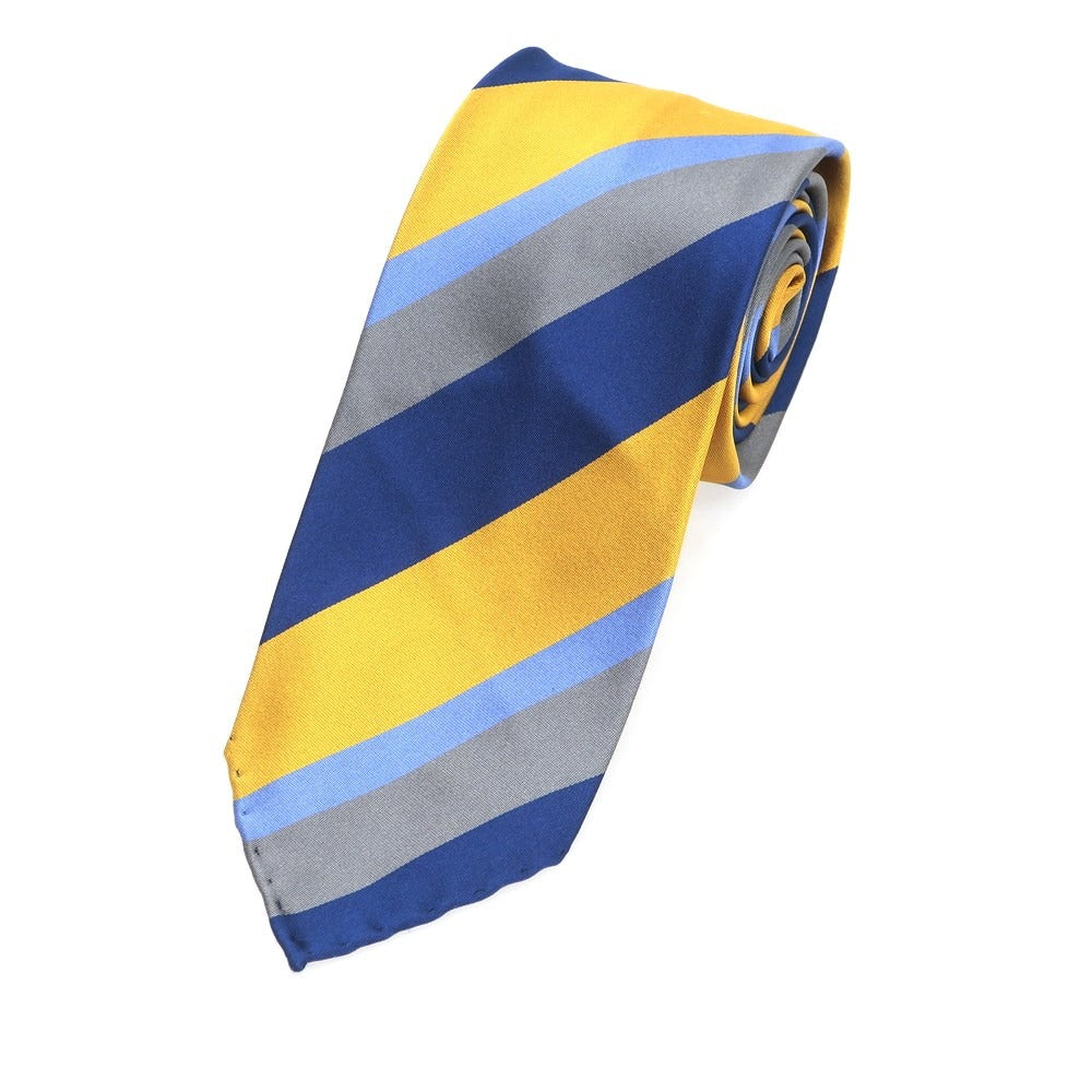 【新品】アーディーアンドシー AD&C 1956 シルク ストライプ柄ネクタイ ネイビーxイエロー【 状態ランクN 】【 メンズ 】
