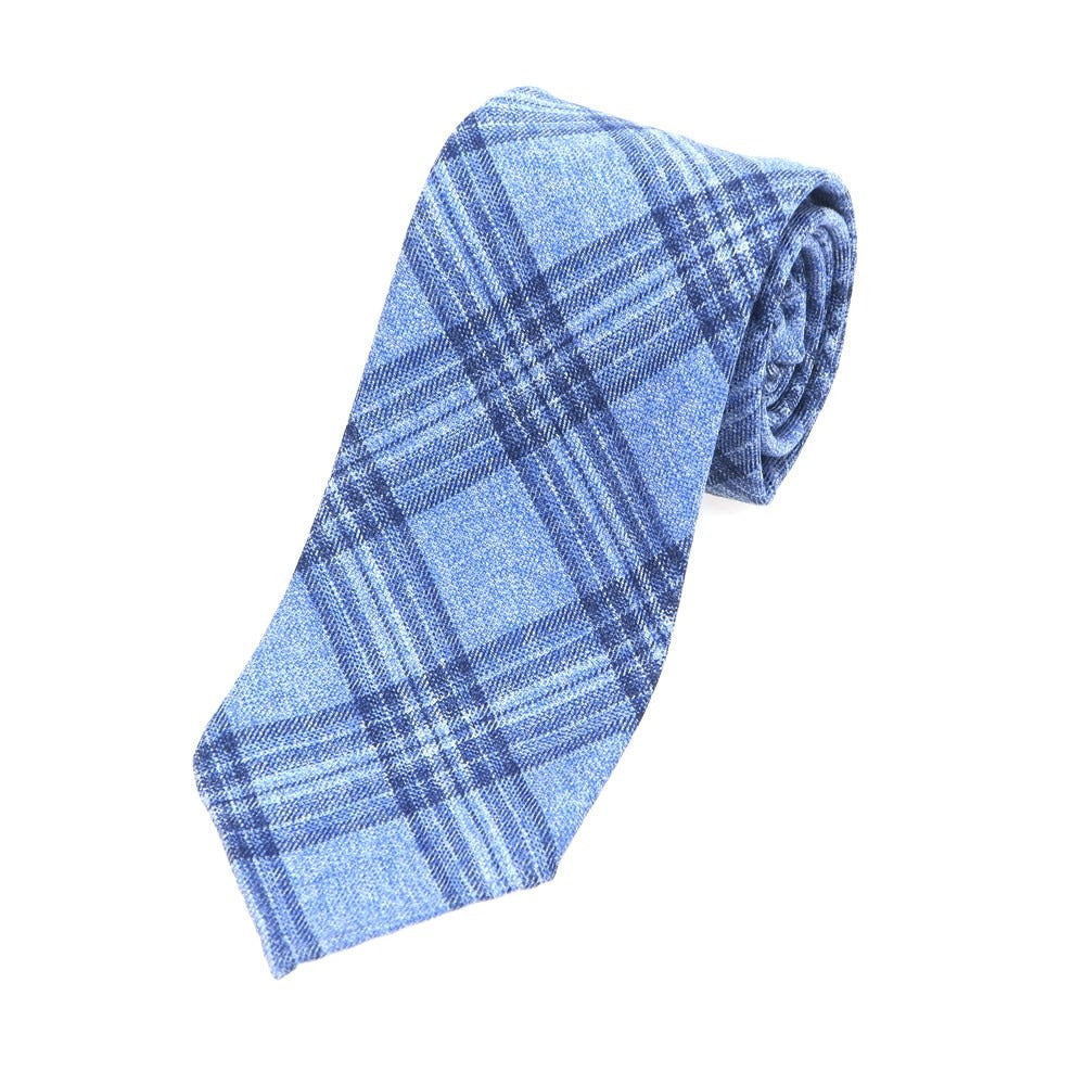 【新品】アーディーアンドシー AD&C 1956 ウール チェック柄ネクタイ ライトブルーxネイビー【 状態ランクN 】【 メンズ 】